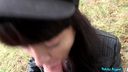 Public Agent - Mouthful of cum for sexy brunette