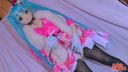 Intense squirting continuous fire with furisode Hatsune Miku cosplay! Long penis plug piston masturbation