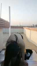 Sex experience on the rooftop with a big breasts sister