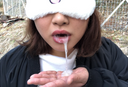 [Outdoor / Close up] Dew ○ No Hand large amount in mouth ☆ 24-year-old nutritionist Hanana-chan