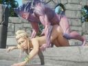 [3D Club] Blonde busty queen who is by a sexual creature or futanari witch [Video]