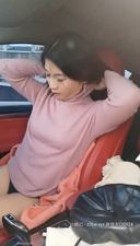 車内で巨乳美人妻との秘の事