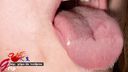 50mm long tongue close up appreciation of female college student cocoon & acrylic board licking