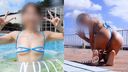 [個人撮影]裸同然♡マイクロ紐ワンピースでリゾートプール遊び♫