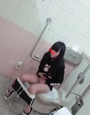 Amazing masturbation in a Western-style toilet