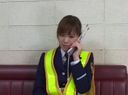 A woman of manual labor! Female security guard at the construction site