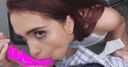 Give money to a red-haired foreign beauty who spoke to her in a street interview and have exhibitionist play and outdoor sex