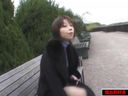 Outdoor training! Big mature woman exposes in the park in a naked coat is fingered and cums