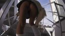 An erotic gal school girl who shows off her pants to a pervert who was peeking at her pants on the stairs and makes her masturbate