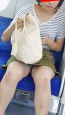 電車内隠し撮り　うっかりですね　女子大生くらいの対面パンチラ