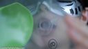 Fetish video of inflating a balloon with breath and dripping saliva and smearing the brim F755