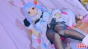 Semen fountain continuous shooting! Black Bunny & Stockings Bukkake & Penis Plug Masturbation [Pekora Usada]