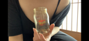 【Breast milk masturbation】Stirring masturbation of squeezed breast milk and man juice