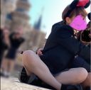 #10 Dreamland @ Upside down with strawberry pants in line in the women's restroom & Sitting student P in front of the castle.