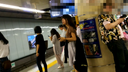 Flip up the skirt of a woman with a good face on the escalator! !! 10