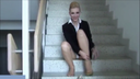 Beautiful leg fetish video! A blonde Caucasian beauty shows off her beautiful legs and panchira in a suit!