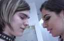 Two videos of a cross-dresser (man's daughter) similar to Zajp Efron having sex with a beautiful woman