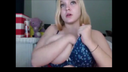 Big with blonde long hair! Colossal breasts go on a rampage in live chat!