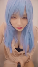 【Individual shooting】I dressed as a woman with long blue hair and masturbated a selfie