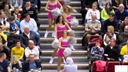 Caucasian female cheerleading! Many blonde beauties appear!