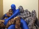 【Fetish】Zentai threesome! Close contact play between one man and two women is erotic! 3