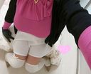 [N cup] Clothed big breasts splashed in pink knit "Burun! I tried to shake it ♪.