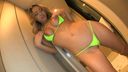 Neo bikini shines, erotic body black gal, masturbation with a toy