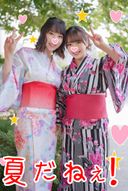 【Yukata】Summer fun Nampa GET! Big breasts OL-chan 2♀ who put away all the summer left over spear and raw saddle party 5P oil feel too good and vaginal shot many times ☆