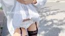 【Shot alone】Wearing a shirt that barely hides the pants over the garter stockings, and if you raise your hand even a little, you can see the pants. I dressed like that and walked around a normal street with cars and passers-by in the daytime while taking panchira shots.