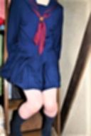 [Limited time sale] Amateur Ji 〇 prestigious school Ri 〇 Winter sailor suit costume panchira raw leg navy blue socks edition photo book part1 [ZIP download available]
