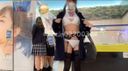 【Shooting alone】Uniform exposure masturbation at a game center in a certain shopping mall. When I opened my coat, my shirt was cut off, and I was dressed in underwear and a garter belt. I also masturbated in front of other uniform girls.