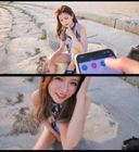 I put a remote-controlled vibrator on my cute girlfriend and went to the sea 〈Amateur〉 * There is a review privilege