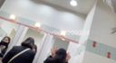【Shooting alone】Masturbation in the women's restroom of a certain shopping mall. At the sink, while the woman was wearing makeup and could hear her talking, I went into a private room and masturbated. Under the coat is a garter belt to underwear