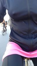 Braless, perforated tights, pearl shorts, bike to the yoga studio...