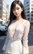 Nude photo collection of small breasted beauty who is taken off in the city [AI delusional gravure photo collection]