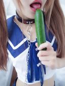 【Amateur / Personal Shooting】Sailor Suit Vegetable Masturbation