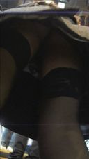 【Panchira upside down】Garter stockings sister's black T-back