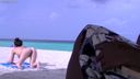 Outdoor nude on the beach! Beautiful girlfriend has sex alone