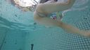 顔出しGカップパイパンモデル　スケスケ競泳水着水中撮影