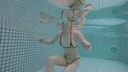 Face G cup shaved model Extremely erotic V swimsuit underwater shooting