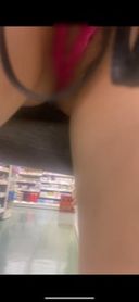 [Adultery cuckold married woman exposed at supermarket toy insertion masturbation] Exposure Adultery super masturbation insertion Married woman tattoo T-back