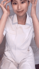 Masturbation at the end of work in a serious nurse uniform