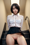 Two types of photo collection of yukata beauty and staircase manchilla office lady