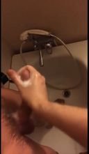 I squeeze my friend's dick in the bath and make him ejaculate