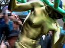 Street corner legal strip. Nipple Exposed Gold Dust Show 01