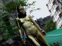 Street corner legal strip. Nipple Exposed Gold Dust Show 01