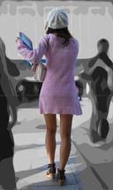 vol43 - Beautiful legged sandal gal wearing a pink knitted dress