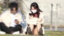 Wakame-chan buttocks full view / bite in / beautiful older sister in pure white sheer panties [outdoor panty shot / high image quality / telephoto]