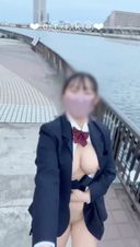 [Selfie of 18-year-old G cup Erika] ☆彡 I masturbated with a on the sidewalk along the river! Masturbation even in a situation where a person passes by and the person is visible! It was an exciting masturbation because people pass by normally、、!!