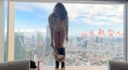 Exposed! - masturbation while standing naked in the large transparent glass window of a high-rise hotel and facing the outside! I was excited and got a lot of acme because it seemed like a lot of people were watching me.